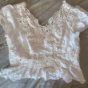 Free People large white cropped top